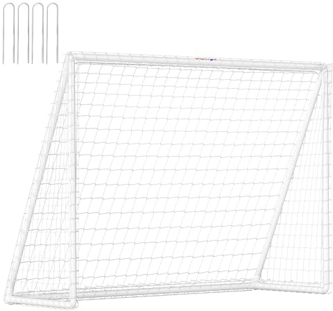 SPORTNOW Fußballtor für Jugendliche & Erwachsene 240 x 90 x 180 cm wetterfestes standfestes Fußball Tor mit Netz, Erdhaken, Outdoor Torwand für Garten, Park, Strand