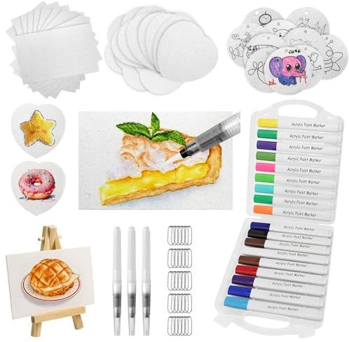 83PCS Magic Puffy Painting Set Kit Peinture à Texture Magique Puffy Popcorn | Kit de Peinture à Texture Magiqu Éponge Magique pour Dessin 3D Popcorn Stifte avec Papier Stylo Chaîne Chevalet