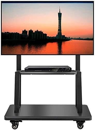 FBSHAD TV Stand with Wheels, Mobile TV Cart for 32-75 Inch TVs, Adjustable Floor Stand with Swivel and Wire Management, Heavy Duty Steel Frame