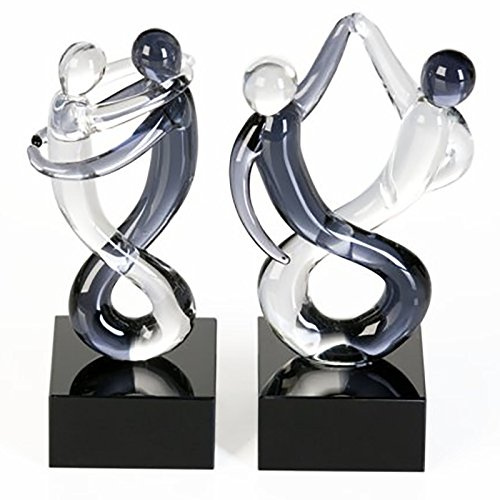 Miniskulptur Rumba aus Glas rauchfarben/klar 2-teilig