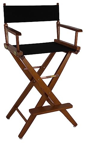 American Trails Extra-Wide Premium 30 Director's Chair Mission Oak Frame with Black Canvas, Bar Height