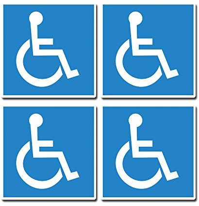 4 x Aufkleber mit Behindertenmotiv, blau, für Auto, Bus, Wohnmobil, Wohnmobil, Aufkleber 0218 (statische Haftung)