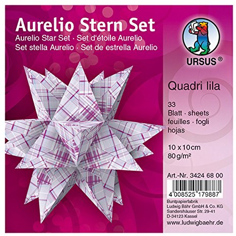 Ursus 34246800 - Faltblätter Aurelio Stern, bedruckt, 10 x 10 cm, quadri lila