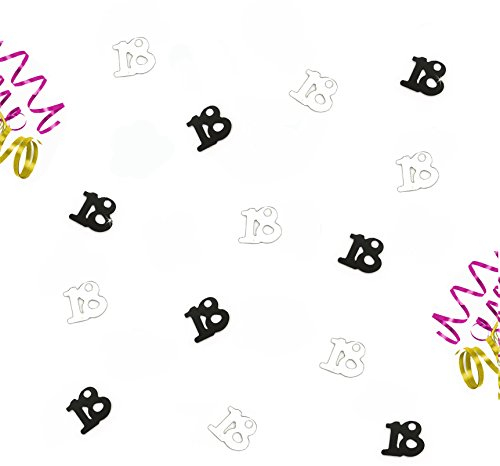 Oblique Unique® Zum 18. Geburtstag Silber und Schwarzes Tisch Konfetti mit Spiegeleffekt - über 800 Stück