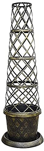Thompson & Morgan Garden Planter Tower Pots for Climbing Plants Vegetables Support 1.3m with Lattice Design & Gold Finish x 1