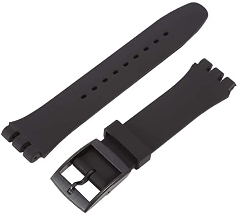 Wingbind Silikonarmband Ersatzarmband 17mm / 19mm / 20mm mit Schnellverschluss für Swatch (Schwarz, 19mm)