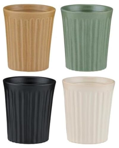 Coffee Cups Stoneware Set of 4 Tea Cup Without Handle Modern Drinking Tumbler for Latte Cappuccino Indian Chai Hot Cold Drinks Multicolour Matte Finish, Dishwasher& Microwave Safe, 150ml