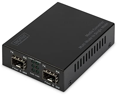DIGITUS Medienkonverter - SFP Port - Gbit Ethernet - SFP / SFP - 100/1000Base-X - Multimode / Singlemode - Schwarz