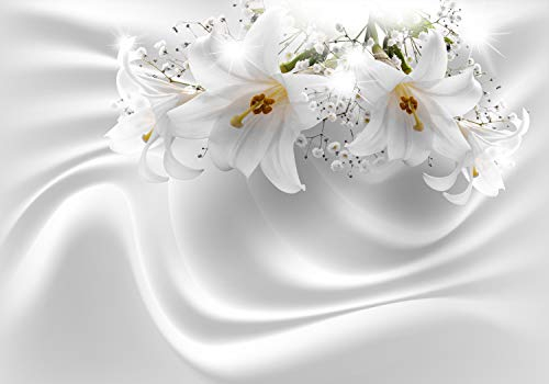 decomonkey Fototapete selbstklebend Blumen Lilien 3D Effekt 343x256 cm XL Selbstklebende Tapeten Wand Fototapeten Tapete Wandtapete klebend Klebefolie Abstrakt