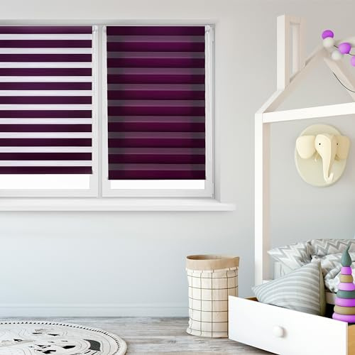 Blindecor - Indus doppelrollo klemmfix ohne bohren - duo rollo klemmfix Violett - 42 x 180 cm (Breite x Länge) Stoffgröße 39 x 175 cm