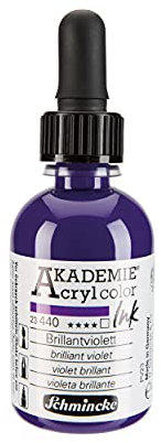 Schmincke - AKADEMIE Acryl color INK, Brillantviolett, 50 ml, 23 440 024, flüssige Acryl color-Farbe, pigmentierte Acryltinte zum Malen, Schreiben, Airbrush