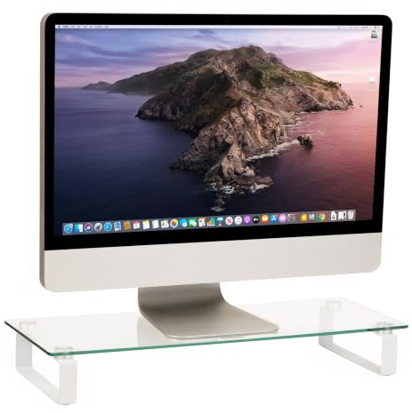 Mind Reader CLR Glas, Desktop-Monitorständer, Ständer Riser für Computer, Laptop, Schreibtisch, iMac, Dell, HP, klar, Transparent, 22 Wide x 8 Long x 3 high