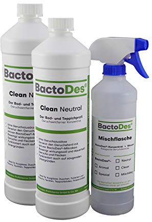 BactoDes - Clean Allround NEUTRAL probiotischer Allzweckreiniger 2L Konzentrat mit Sprayflasche - Spezial Enzymreiniger mit bio Mikroben-Wirkung - Effektiver Geruchsneutralisierer & Geruchsentferner