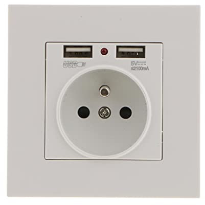 F Fityle Prise de Courant Encastrée avec 2 Ports USB 2,1 A Passent en Prise Murale Blanche avec Feu de Signe