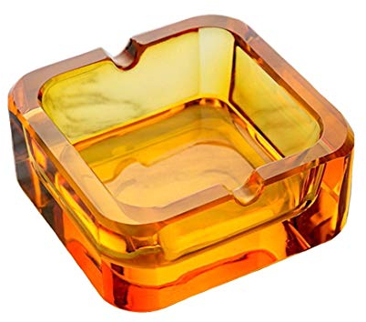 Kepfire Kristall Glas Aschenbecher für Zigaretten, Vintage Quadrat Design für Zuhause, Büro, Bar oder Heavy Duty Clear Aschenbecher für Tischplatte Gebrauch
