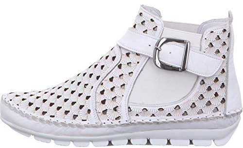 Gemini 382010-19 Damen Stiefeletten Stiefel Leder, Größe:42 EU, Farbe:Weiß