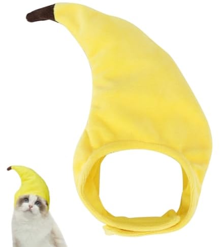 Haustier Kopfbedeckung, Halloween Party Transform Obst Design Banane Kopfbedeckung Cosplay Hut Haustier Katze Cosplay Make-up Kappe für Hunde Katzen(Size)