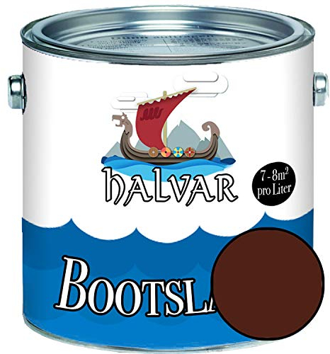 Halvar Bootslack Braun RAL 8000-8028 Yachtlack MATT Bootsfarbe PU-verstärkt für Holz & Metall verstärkt extrem belastbar hochelastisch Schiffslackierung (1 L, RAL 8011 Nussbraun)