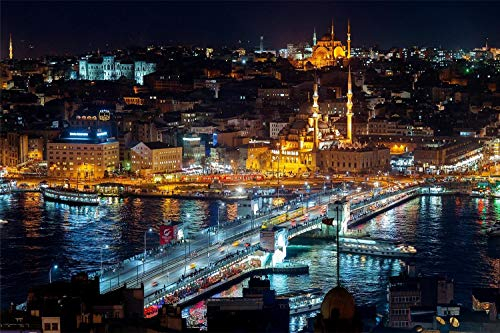 HNIMLL DIY 5D Diamond Painting Istanbul Night City Bosporus Full Drill Cross Stitch Rhinestone Embroidery Painting Wall Decor 30x40cm