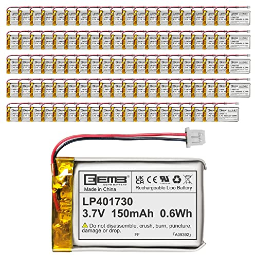 100X EEMB 3.7V 150mAh Lipo-Batterie 401730 Wiederaufladbarer Li-Polymer-Akku mit UN38.3 Molex-Anschluss.Stellen Sie sicher, DASS die Polarität des Geräts vor dem Kauf mit Batterie übereinstimmt!!!