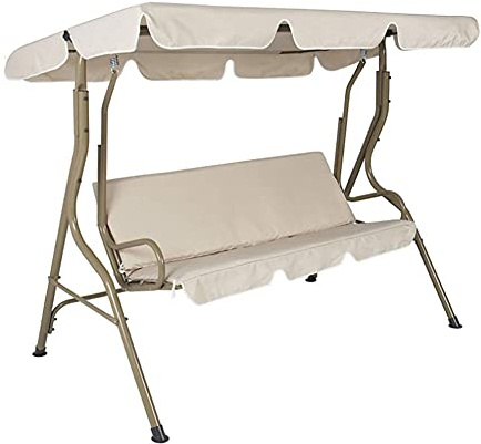 LOVECENTRAL Cubierta de Toldo para Columpio, Fundas para Balancin Jardin Exterior, Toldos Impermeable Exterio, Parasol Balancín con 3 Asientos (Beige, 190 * 132 * 15cm)