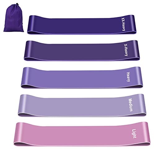 Fokky Fitnessbänder [5er Set], 100% Naturlatex Resistance Bands Widerstandsbänder mit Übungsanleitung auf Deutsch & Tragebeutel, Gymnastikband Fitnessband für Muskelaufbau Pilates Yoga