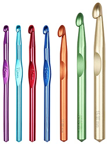 Coopay Häkelnadeln Große Größen 6,5 mm, 7,0 mm, 8,0 mm, 9,0 mm, 10 mm Größere 12 mm 15 mm, Chunky Häkelnadeln Riesenhaken für Dicke Wolle Große Metallhaken für Taschen Teppiche Bulky Garn Project