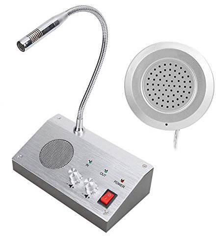Restokki Interphone de guichet de fenêtre à Double Sens Interphone d'interphone de guichet de guichet de Banque/Bureau/Magasin/Station sans Bruit 110-240V(Moi)
