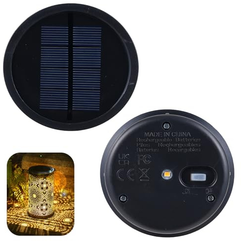 Bonsery Solarlampen Ersatz Top 8,2cm 1 Pack, Garten Solarlampen Ersatzteile Solarpanel 600 mAh mit 15LM Warm LED, IP65 Wasserdicht Solar Ersatzdeckel für Gartenleuchte Außen Garten Decor