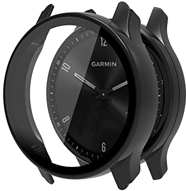 Onetuo Coque de protection rigide pour Garmin Vívomove Sport avec film de protection d'écran en verre Compatible avec Garmin Vívomove Sport Smartwatch (Noir)