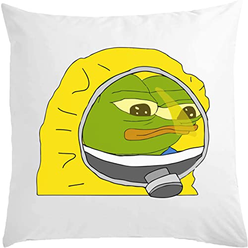 Biohazard Pepe The Frog Funny Meme Weißes Kissen 40x40cm mit Füllung Weiß One Size