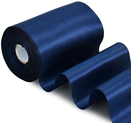 TONIFUL 10cm x 20M dunkelblau band breit geschenkband große schleife satinband für auto Bogen Große Eröffnungszeremonie Schleifen Partydekoration Stuhl Hochzeit Der Valentinstag Weihnachten