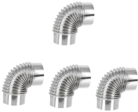 Cabilock 4 Stück Schornstein Abgasrohr Rohrbogen Aus Metall Metallabzug Winkelrohr Aus Edelstahl Rohrkrümmer Küchenentlüftungsschläuche Ofenrohr 6 Zoll Zubehör Rostfreier Stahl Flexibel