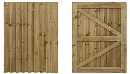 Featheredge Wooden Garden and Side Gates, Fully Framed and Capped (v2)(H-1200, W-1625, Natural (Light Green) Finish)