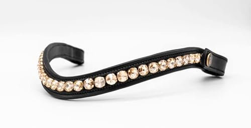 BRIDLERY Stirnriemen Golden Glamour Farbe Braun, Größe Warmblut