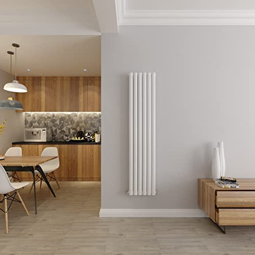 White Vertical Radiator Oval Single Panel Designer Tall Radiators 1600x354mm Central Heating Radiators