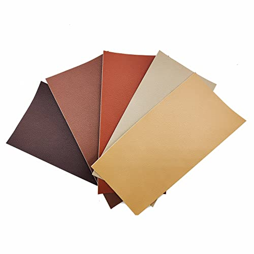 Surriba 5 Braun Lederpatches Selbstklebend, Kunstleder Flicken Reparaturset für Leder Ledersitz Motorrad Sofa Stühle DIY-Basteleien Lederband