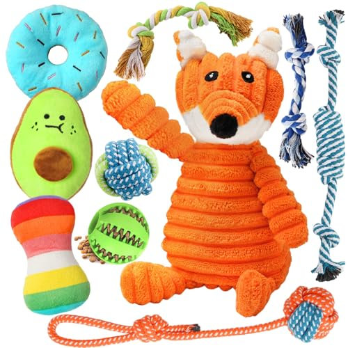 Kapetgo 10 Pack Dog Toys Puppy Toys from 8 Weeks Small Dog Interactive Rope Toys Indestructible Tough Puppy Chew Toys,Gift for Small Dogs (Fox Set)