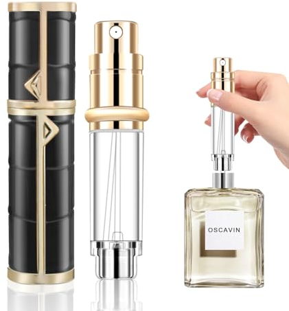 OSCAVIN Vaporizzatore profumato da viaggio, 5 ml, nebulizzatore di profumo ricaricabile, per uomini e donne come profumo da viaggio (nero)