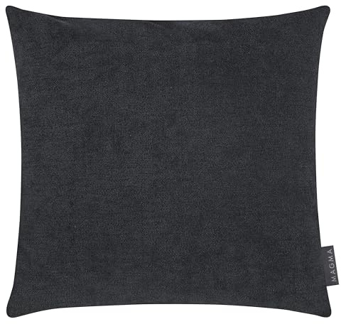 MAGMA Alfa Kissenbezug 40x40 cm - schwarz,- samtig weich kuscheliger Velour Look, rechteckiger Kissenbezug, für Wohnzimmer, Schlafzimmer, Büro und Gästezimmer Waschbar