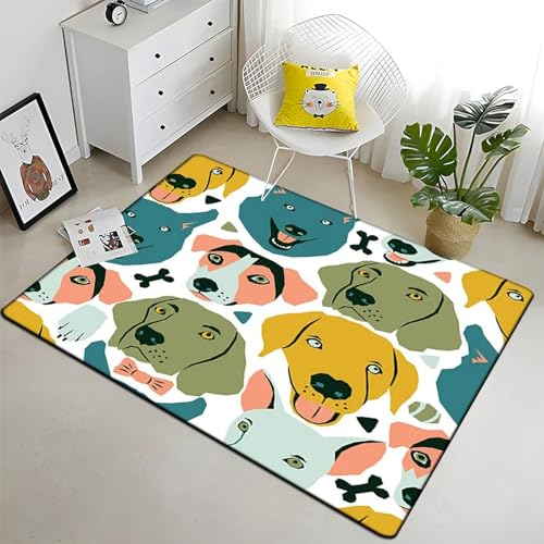 Kind Teppich 50 X 80 cm, Schlafzimmer Teppich, 3D Teppiche Wohnzimmer Teppiche Weich rutschfest Teppich Für Wohnzimmer Schlafzimmer Bettvorleger Haustierhund Süßer Cartoon-Hund -6K5P-R5Z1-3