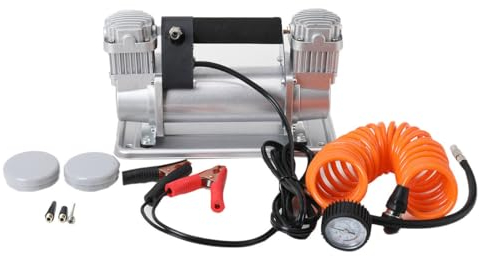 Atsoya 12 Volt Mobiler Kompressor für KFZ LKW Off-road mit Zubehör Tasche Reifenfüller Spiralschlauch Hochleistungs Luftkompressor Off Road Reifenpumpe