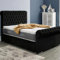 MOORCROFT BEDS 6FT Super King Chesterfield Sleigh Bed Frame With Gas Lift Storage And Headboard - Upholstered in Plush Velvet - No Mattress (Black, Super King Frame With Storage)