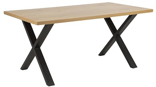 möbelando Esstisch >Wales< in Wildeiche, MDF, Stahl - 160x75x90cm (BxHxT)