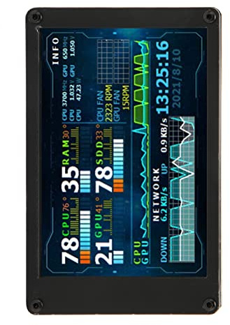 Denash IPS USB -Bildschirm CPU GPU RAM -Temperaturdatenmonitor Anzeige für PC Sensorpanel, Multi Funktion Computertemp für, 3,5 Zoll IPS Anzeigebildschirm für Home Office, LCD Material