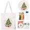 Homewit Weihnachtstag Canvas Tasche Stickerei Set, DIY Handgemachte Kreuzstich Segeltuchtasche Sticktasche, Stickset für Anfänger mit Muster, Embroidery Kit mit Stickrahmen, Farbfäden und Werkzeug