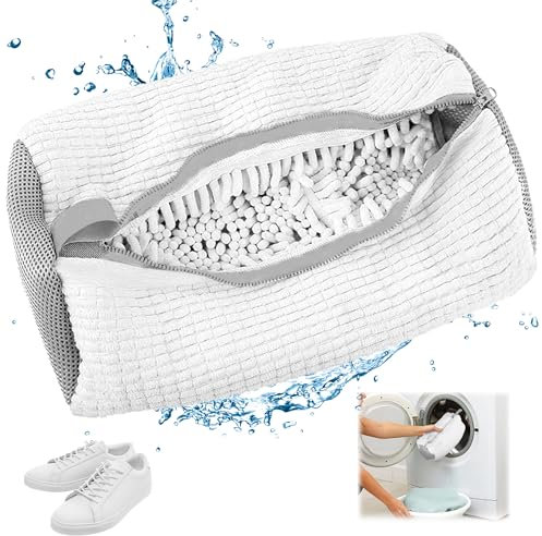 Sacchetti per Scarpe Lavanderia Sacchetto Scarpe Lavatrice Scarpe, 1 pezzo, per Lavatrice, Anti-Deformazione, Riutilizzabile e Resistente, Biancheria, Scarpe a Rete, per Scarpe da Ginnastica (Bianco)