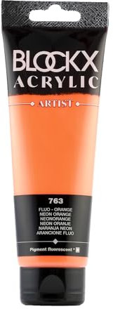 Blockx 60763BXC Acrylique Fine transparentee et Satinée - Fluo - Orange Pigment fluorescent - 120ml