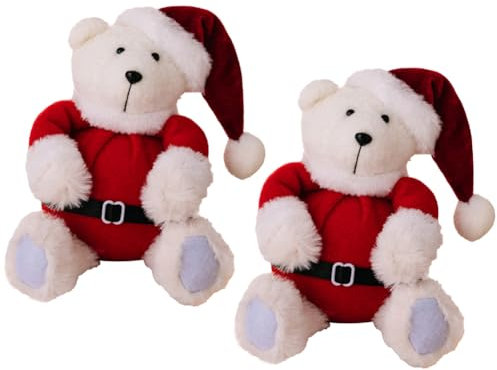 Katutude Weihnachtsbär Plüsch 2 Stück Weihnachtsbär Weihnachtsplüschpuppe für Kinder Kuscheltiere Plüschbär Plüschtiere süßes Valentinstag Geburtstag Hochzeit