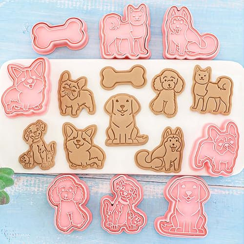 Lot de 8 emporte-pièces 3D en forme de chien - Motif chiot - Pour cupcakes, crêpes, tartes aux pommes, pâtisseries, biscuits - Moules à biscuits pour décorations de fête de chien (chiot-2)